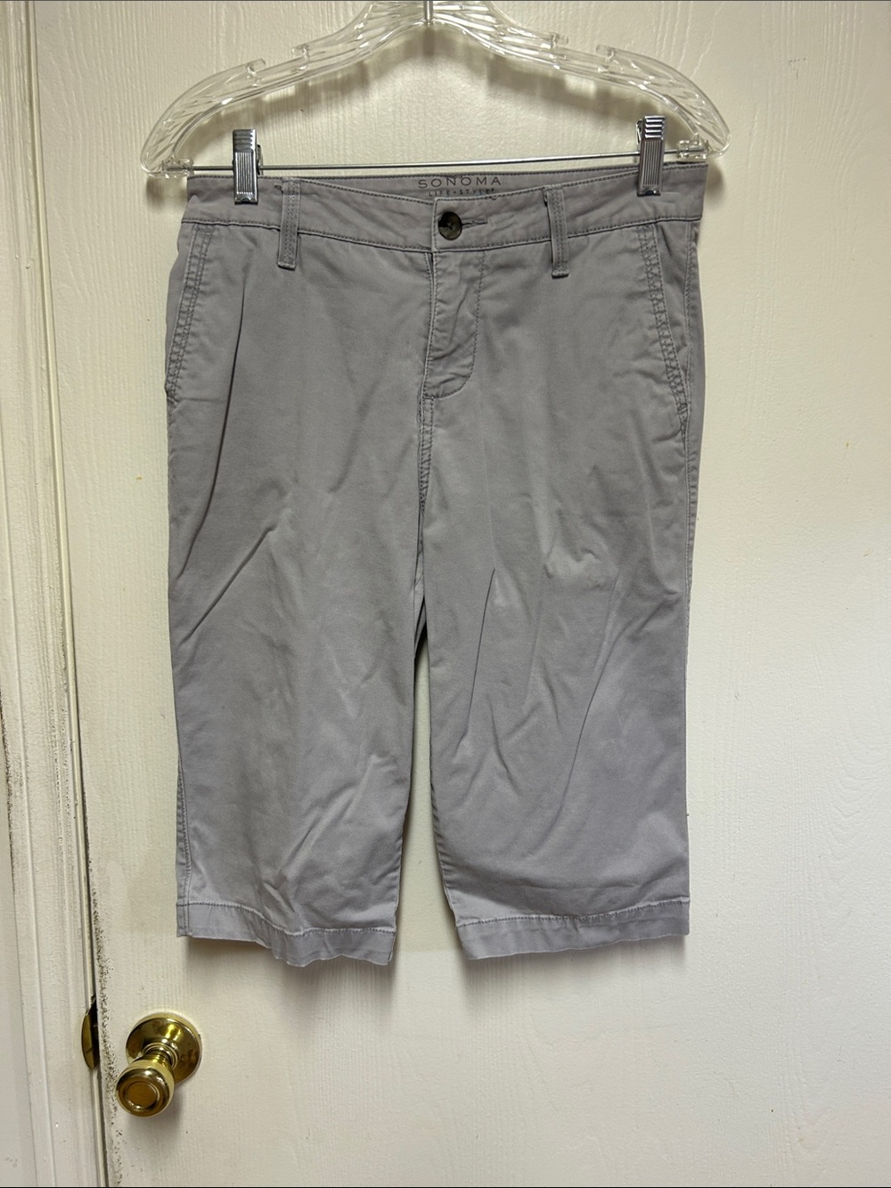 Sonoma Light Gray Flat-Front Men's Chino Shorts